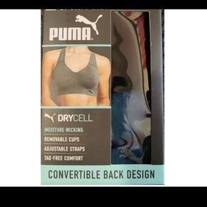 NWOT Puma Womens Seamless Sports Bra Adjustable Blue Size Small $30 AA192